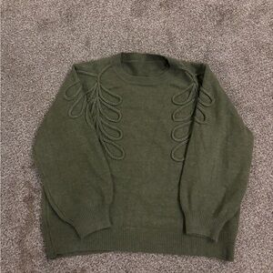 Cider Olive Braided Appliqué Sweater – Size 1XL